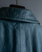 "COACH" light blue faded leather coat