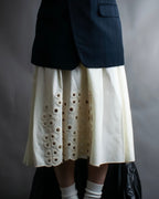 "FENDI" hole pattern and tack designed skirt