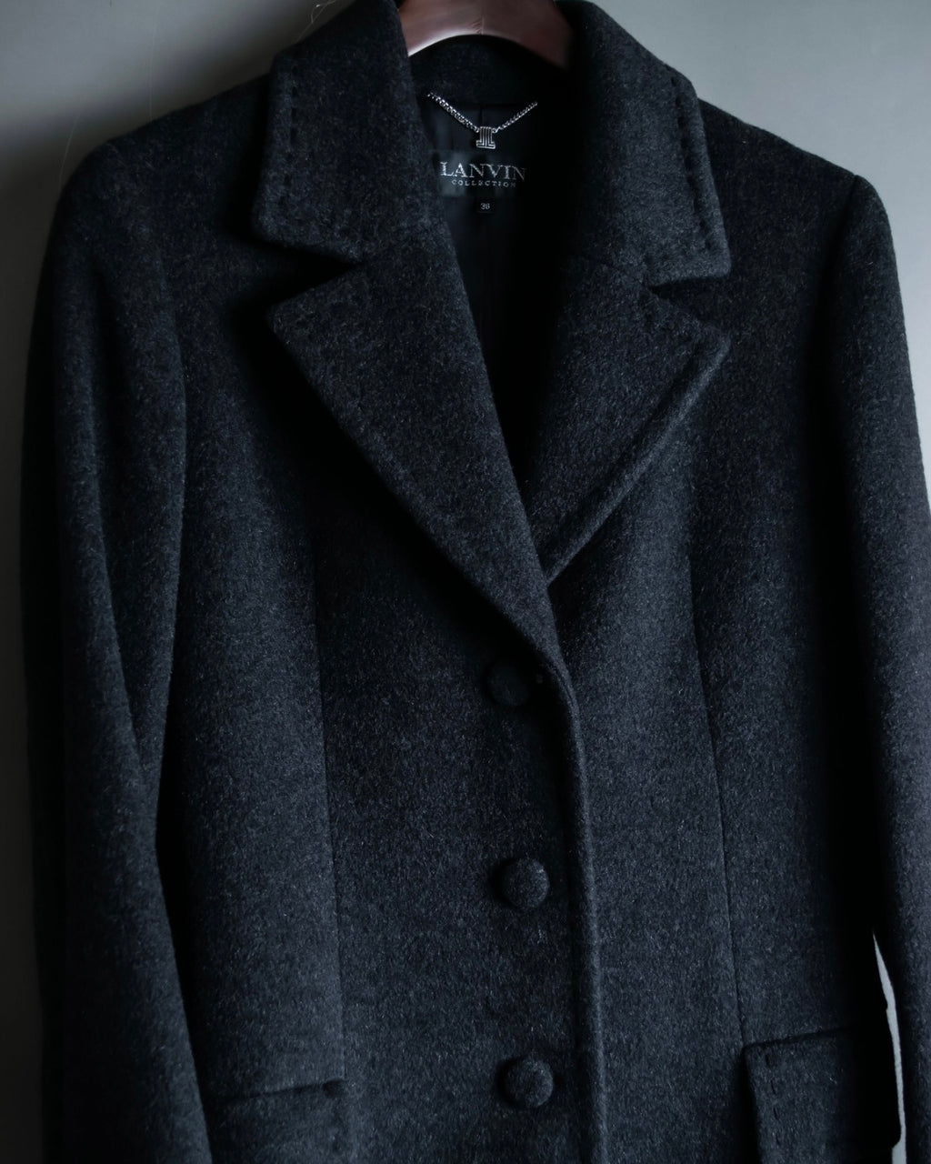 "LANVIN" 100% Cashmere Walnut Button Chester Coat