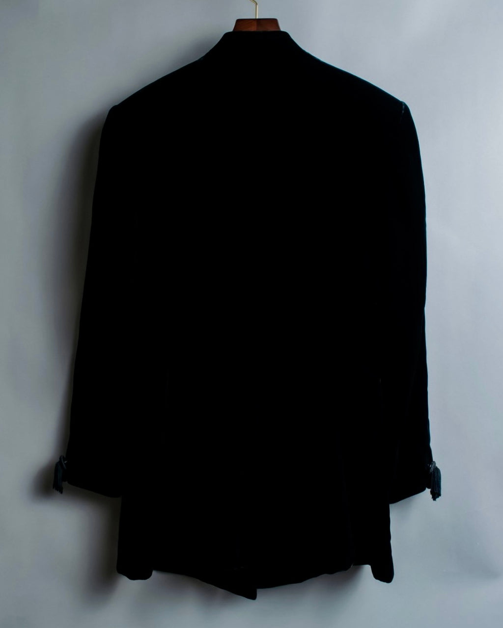 Collarless Beautiful Silhouette Velor Tailored Jacket