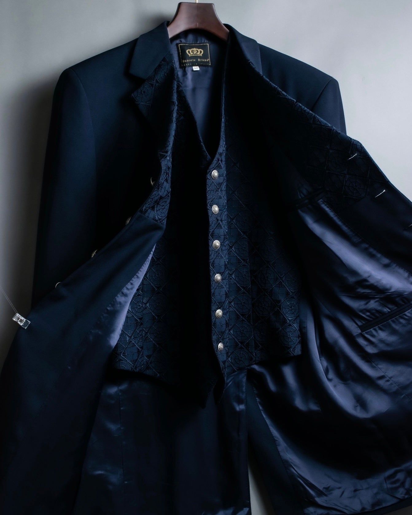 Embroidered oversized jacket coat with vest