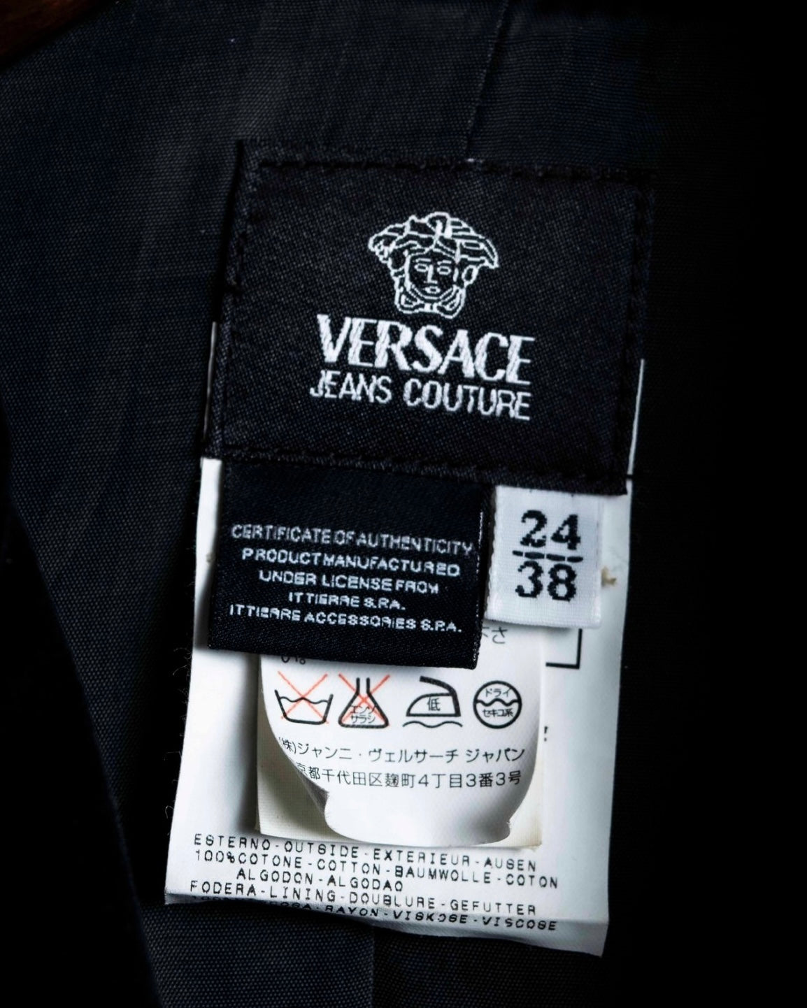 "VERSACE JEANS COUTURE" Velor peak lapel tailored jacket