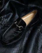 “GUCCI” square toe silver horsebit loafer