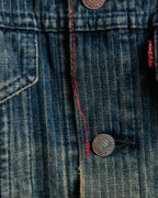 "Levi's Redloop" Aging process pencil stripe denim jacket