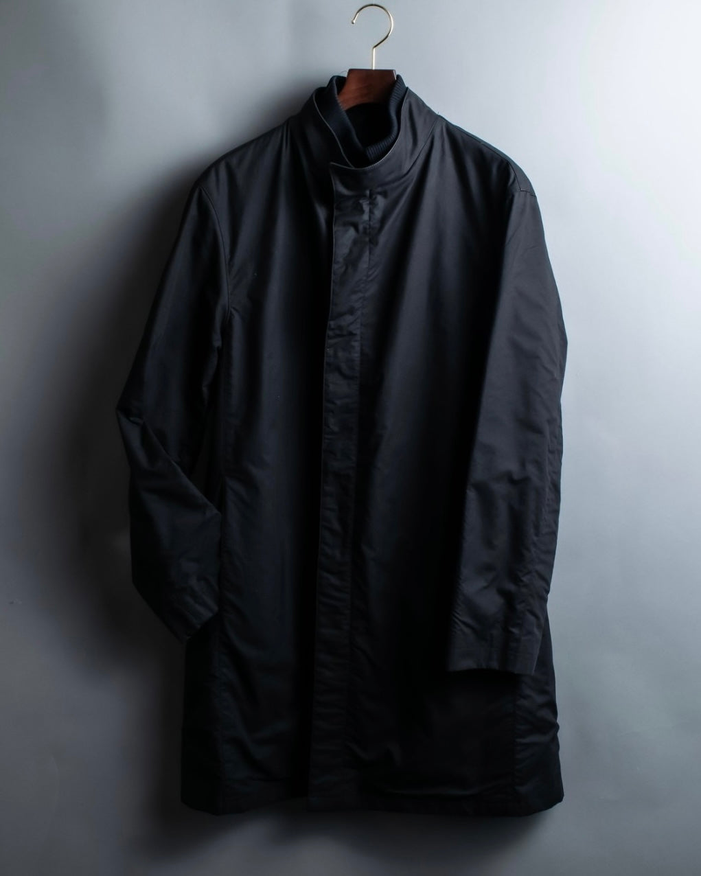 "GUCCI" Fly front knit layered double zip long coat