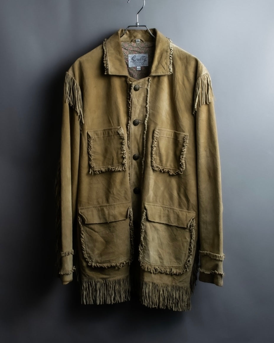 Vintage suede fringe jacket