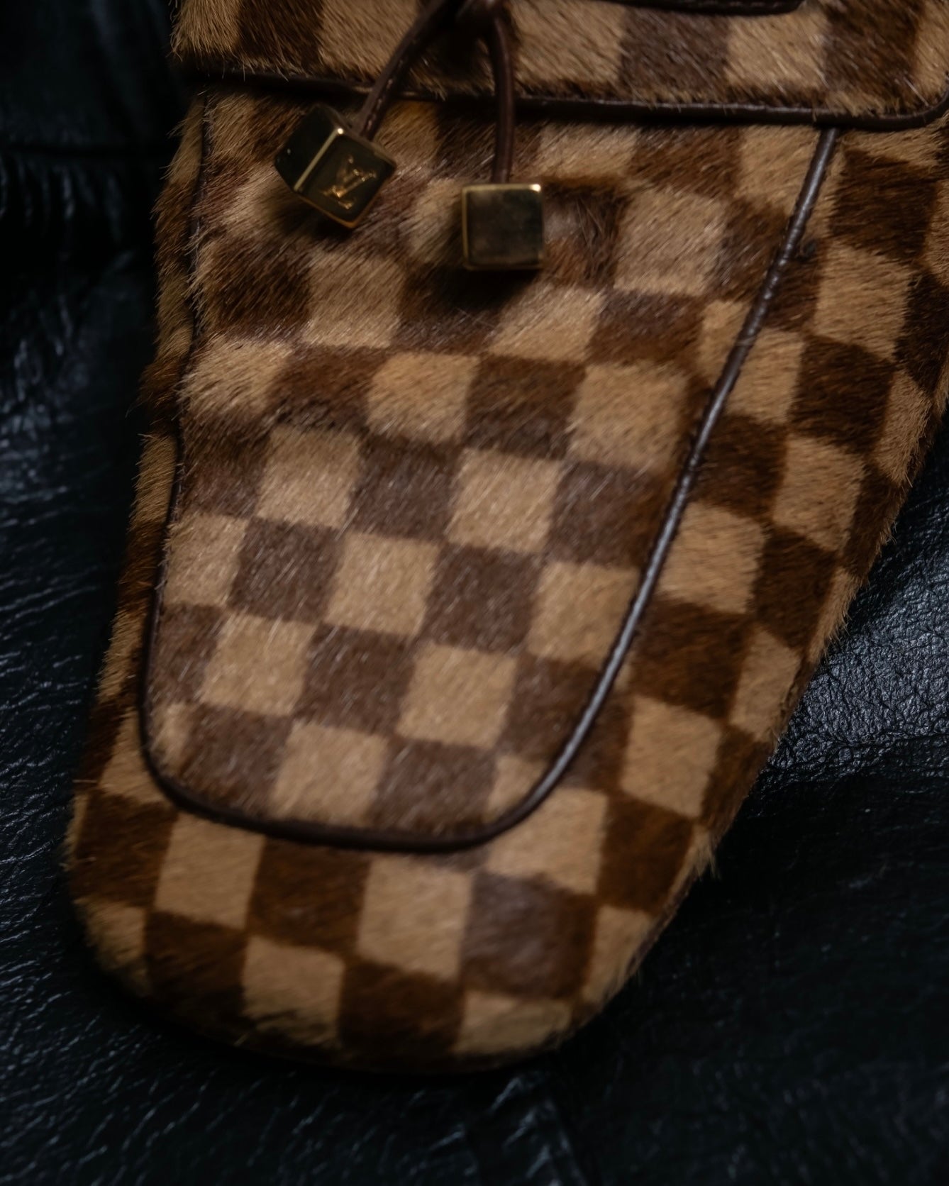 "Louis Vuitton" Damier designed unborn calf loafer