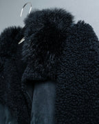 "BALENCIAGA" Opossum Fur Boa Leather Special Coat