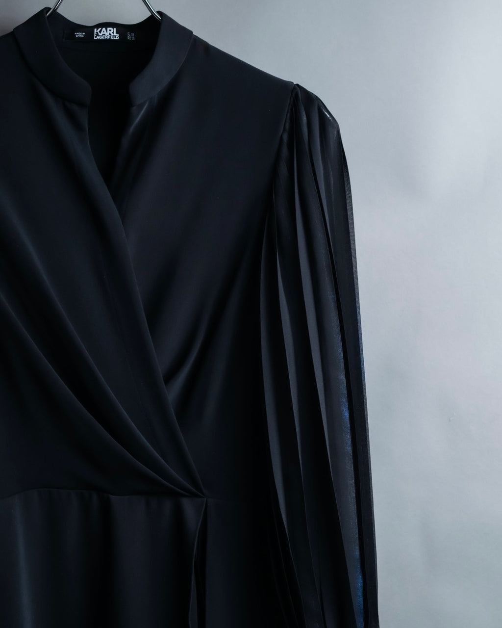 “Karl Lagerfeld” pleats designed stand collar summer dress