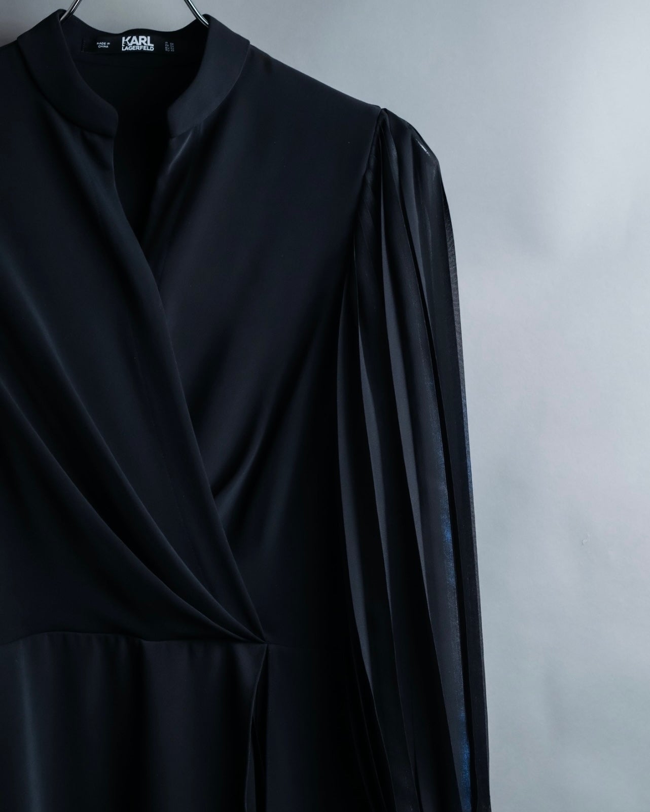 “Karl Lagerfeld” pleats designed stand collar summer dress