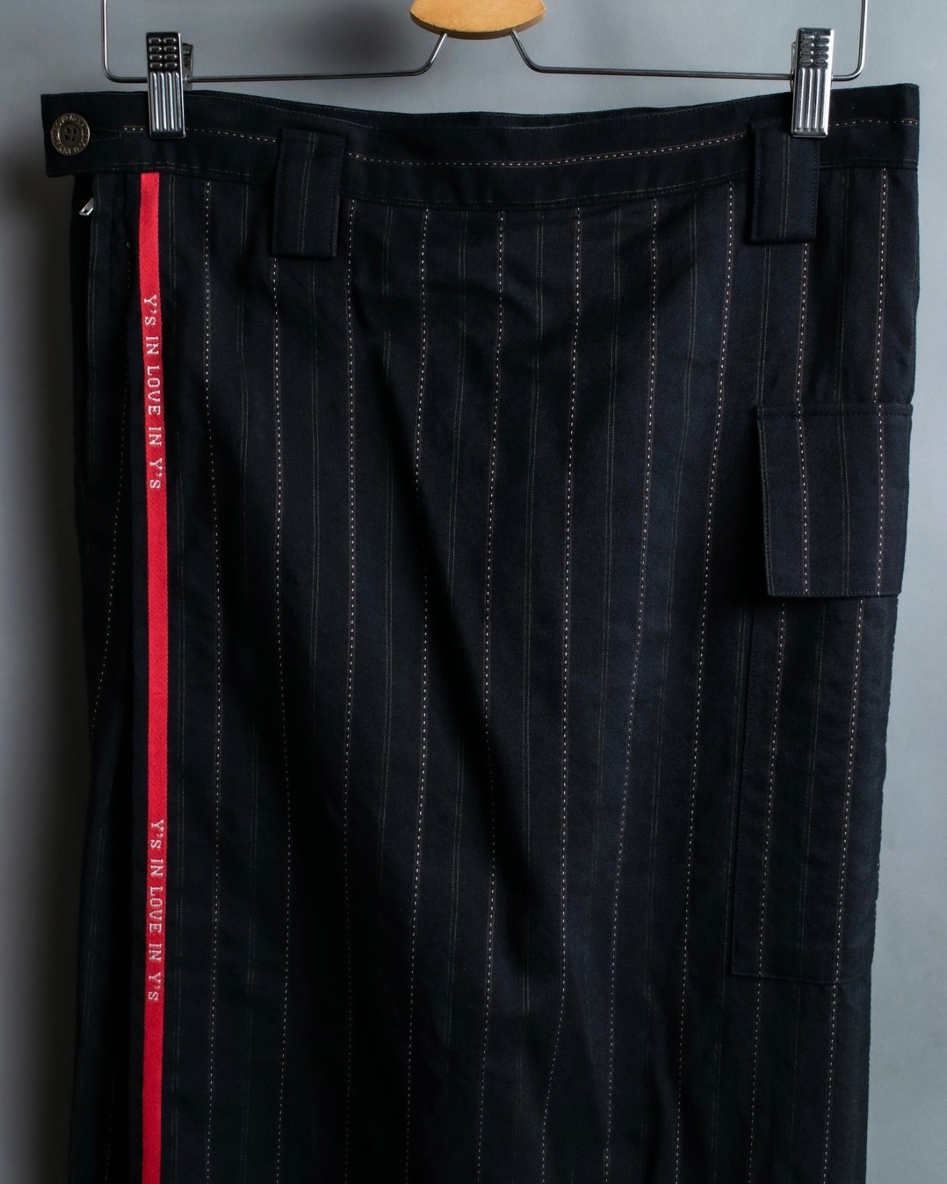 "Y's" Red Line Striped Wrap Pants Design Setup