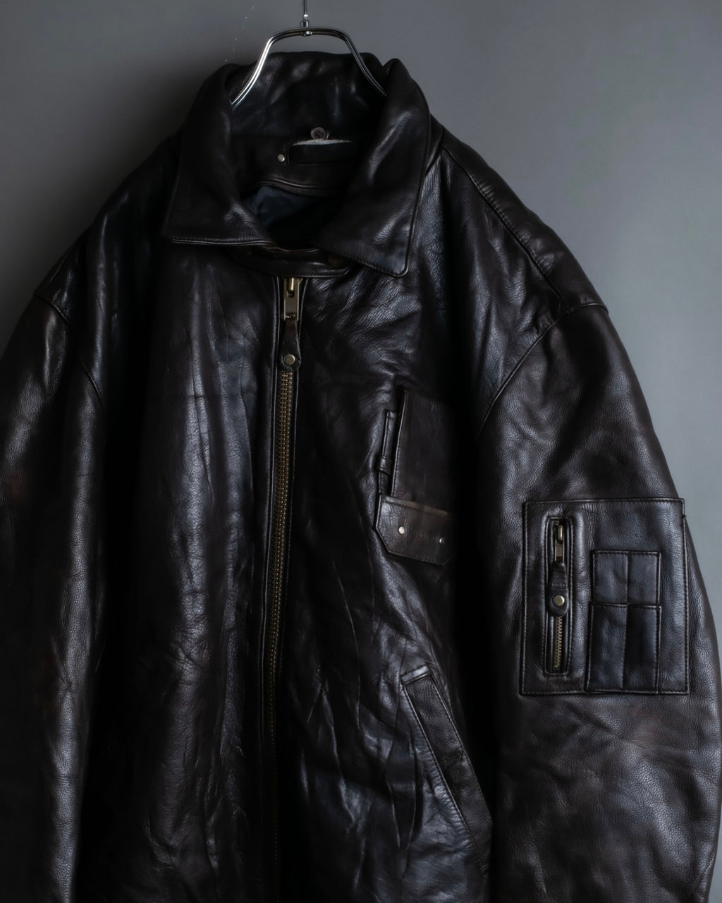 Vintage oversized leather flight jacket