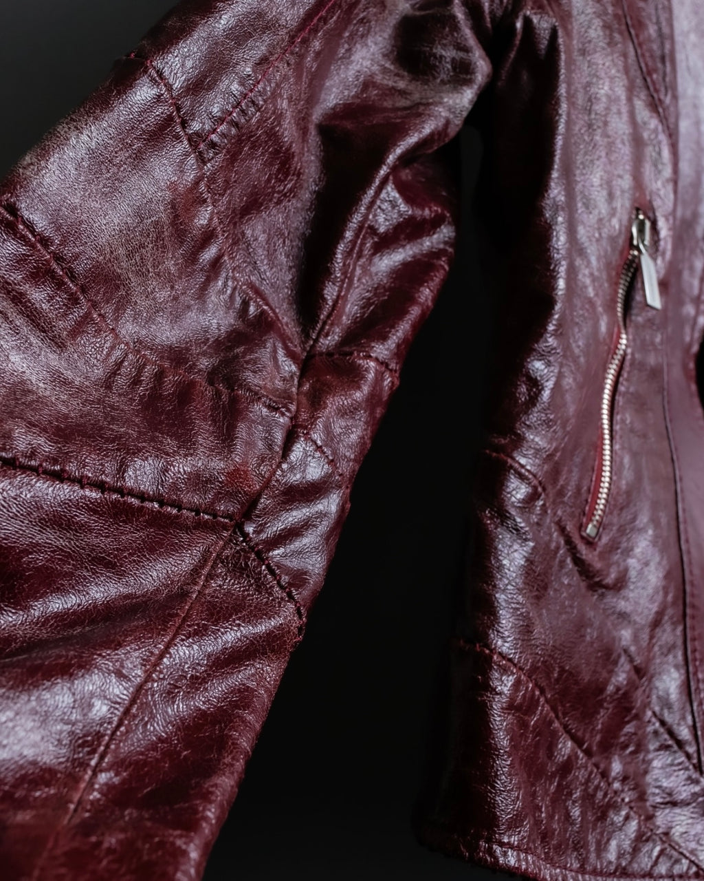 "BRUNOMAGLI" Scratched leather double zip red jacket