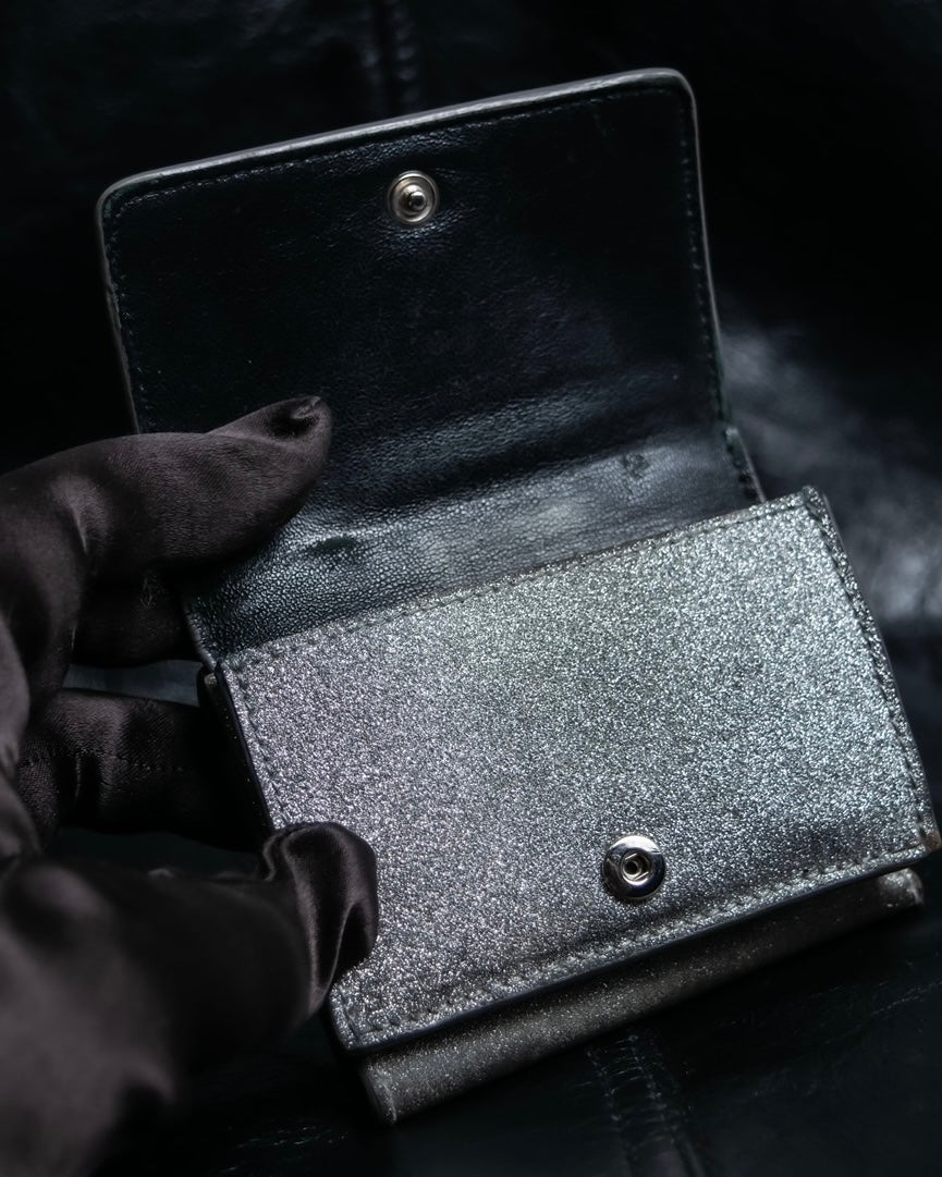 "BALENCIAGA" Glittery grunge style compact wallet