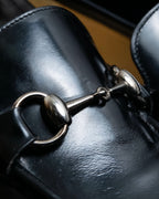 “GUCCI” square toe silver horsebit loafer