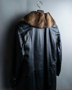"ITALY VERA PELLE" round fur leather coat