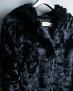 Lamb fur magnetic button hood coat