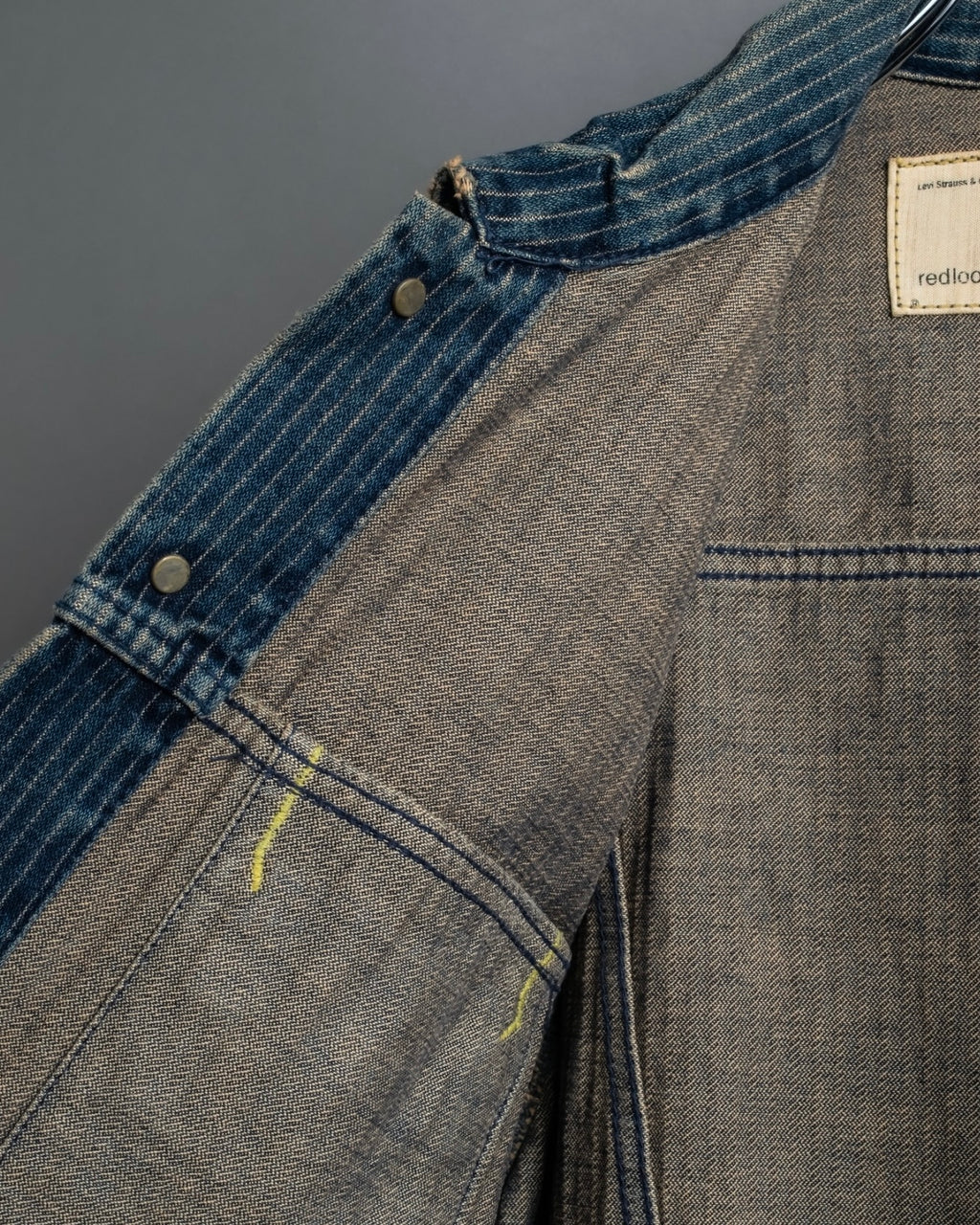 "Levi's Redloop" Aging process pencil stripe denim jacket