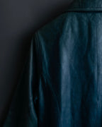 "COACH" light blue faded leather coat