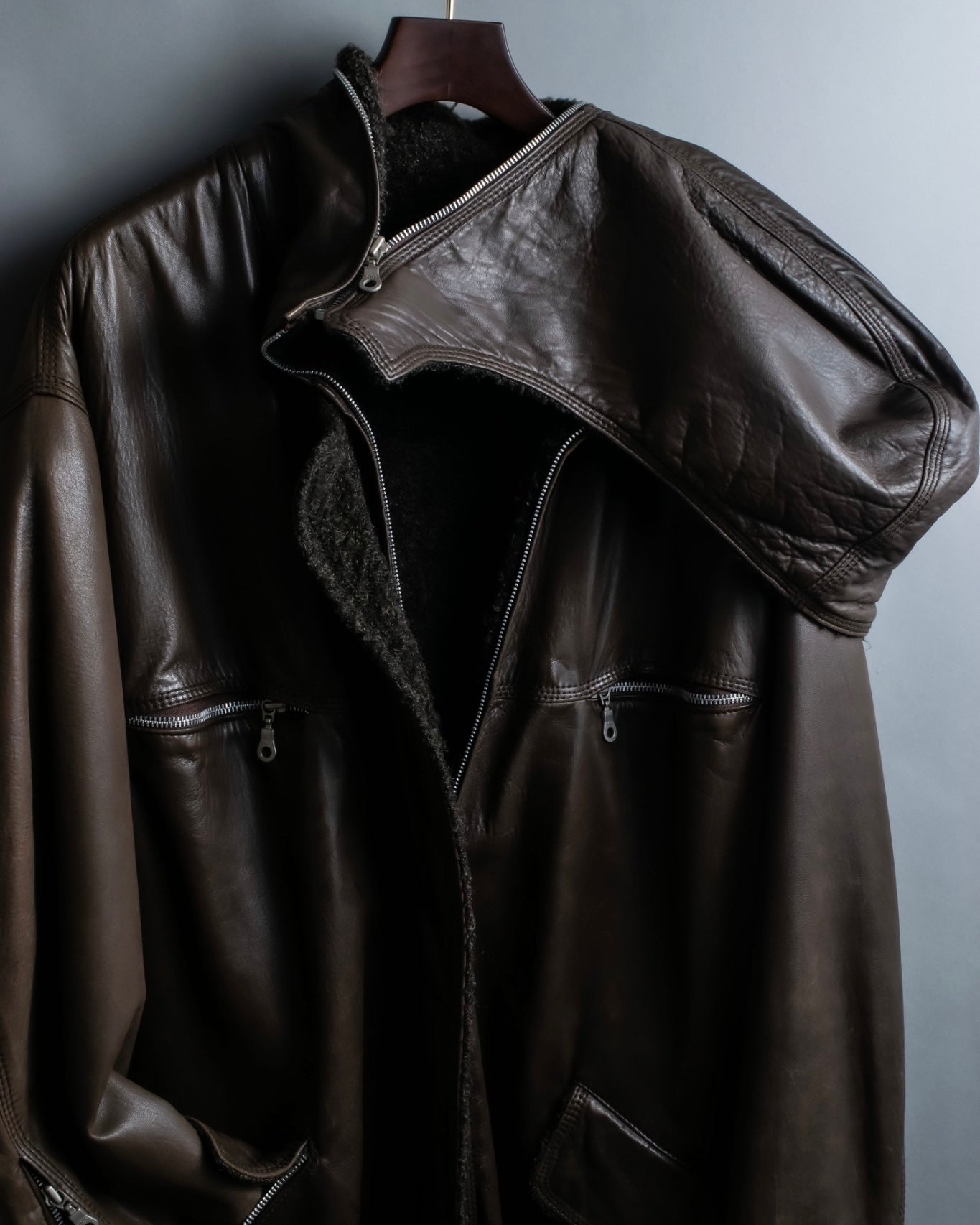 "SYLVIE SCHIMMEL" Special touch leather zip hood jacket