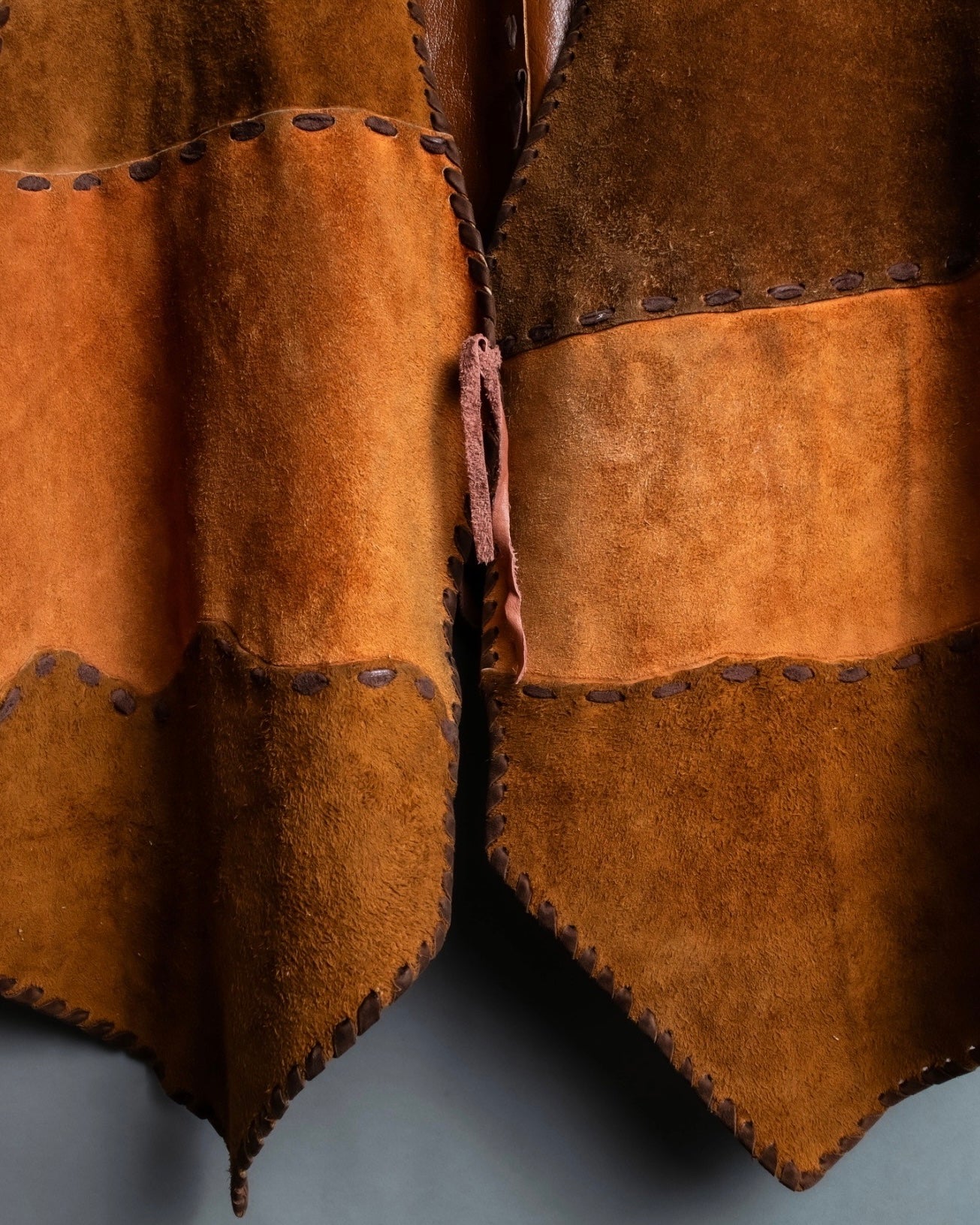 Vintage Genuine Leather Patchwork Vest