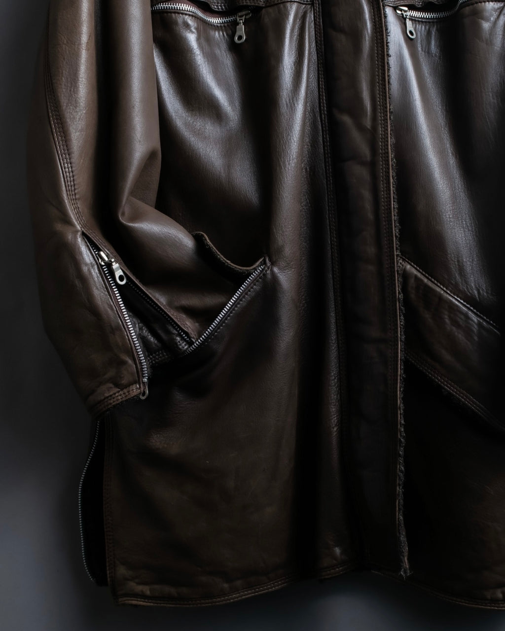 "SYLVIE SCHIMMEL" Special touch leather zip hood jacket