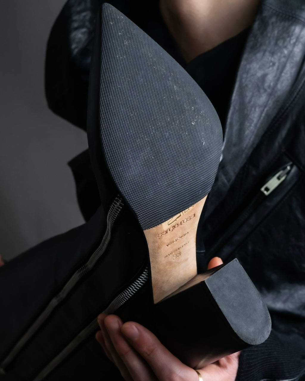 "Sergio Rossi" Double line zip long leather boots