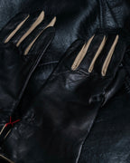 "Calvin Klein" Dead stock black &amp; off-white leather gloves