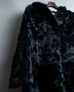 Lamb fur magnetic button hood coat