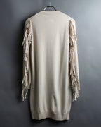 "MM6" Arm fringe design knit dress