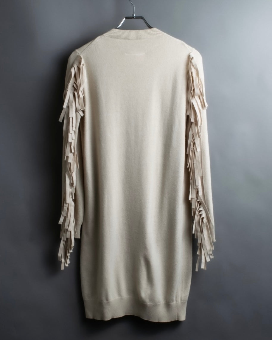 "MM6" Arm fringe design knit dress