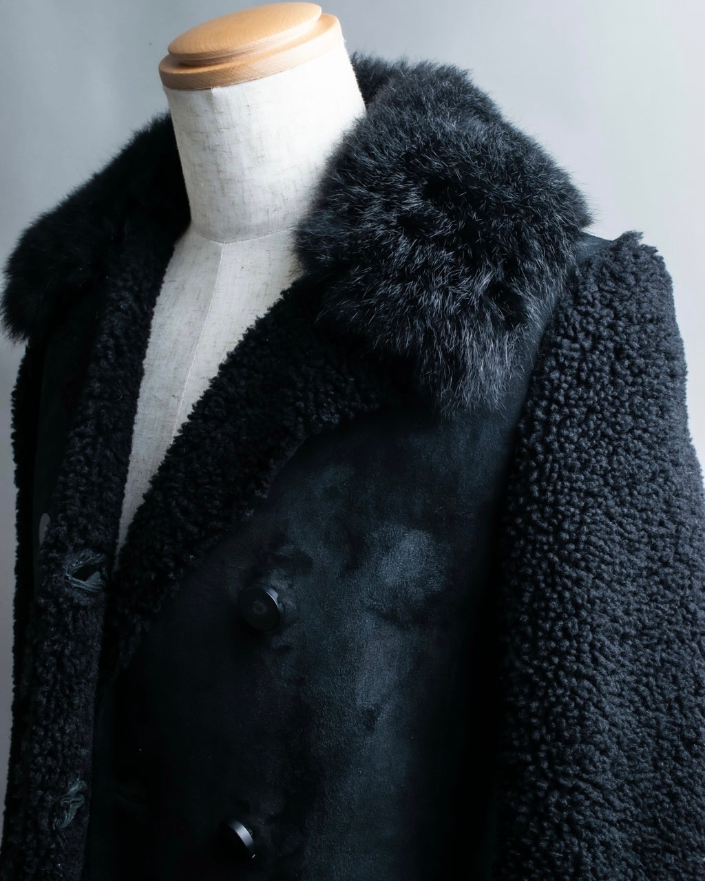 "BALENCIAGA" Opossum Fur Boa Leather Special Coat