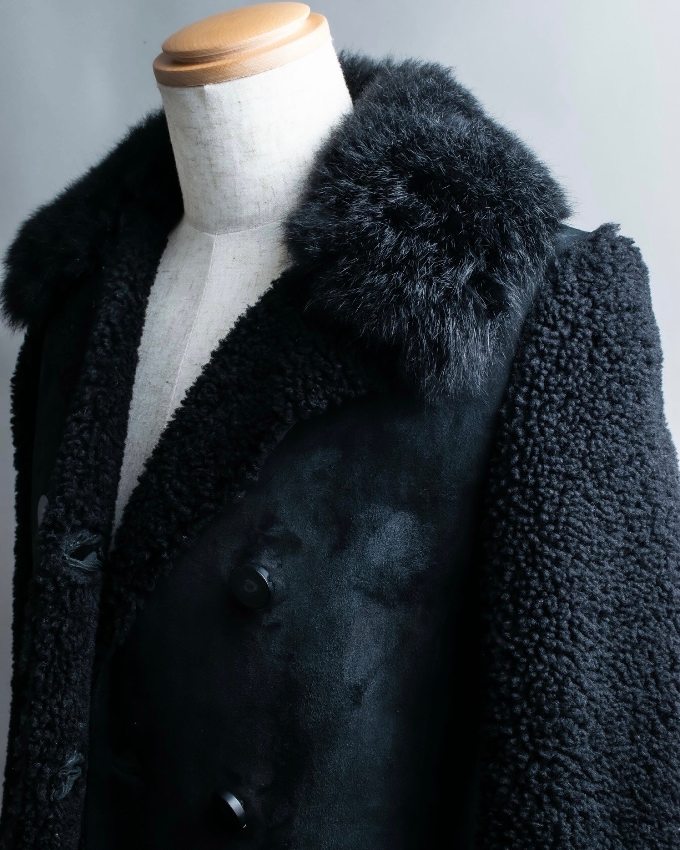 "BALENCIAGA" Opossum Fur Boa Leather Special Coat