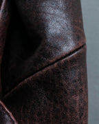 Vintage Thick Leather Red Trench Coat