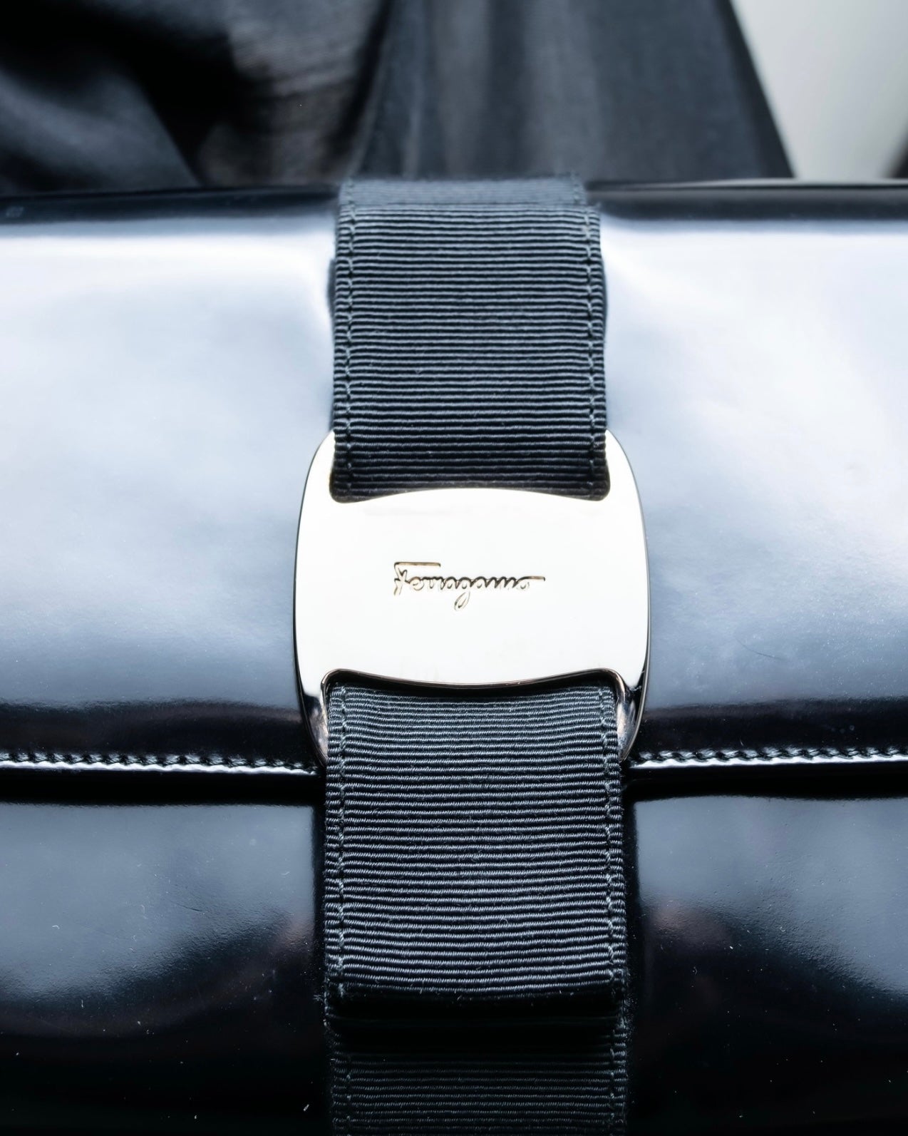 "Salvatore Ferragamo" enamel shoulder bag