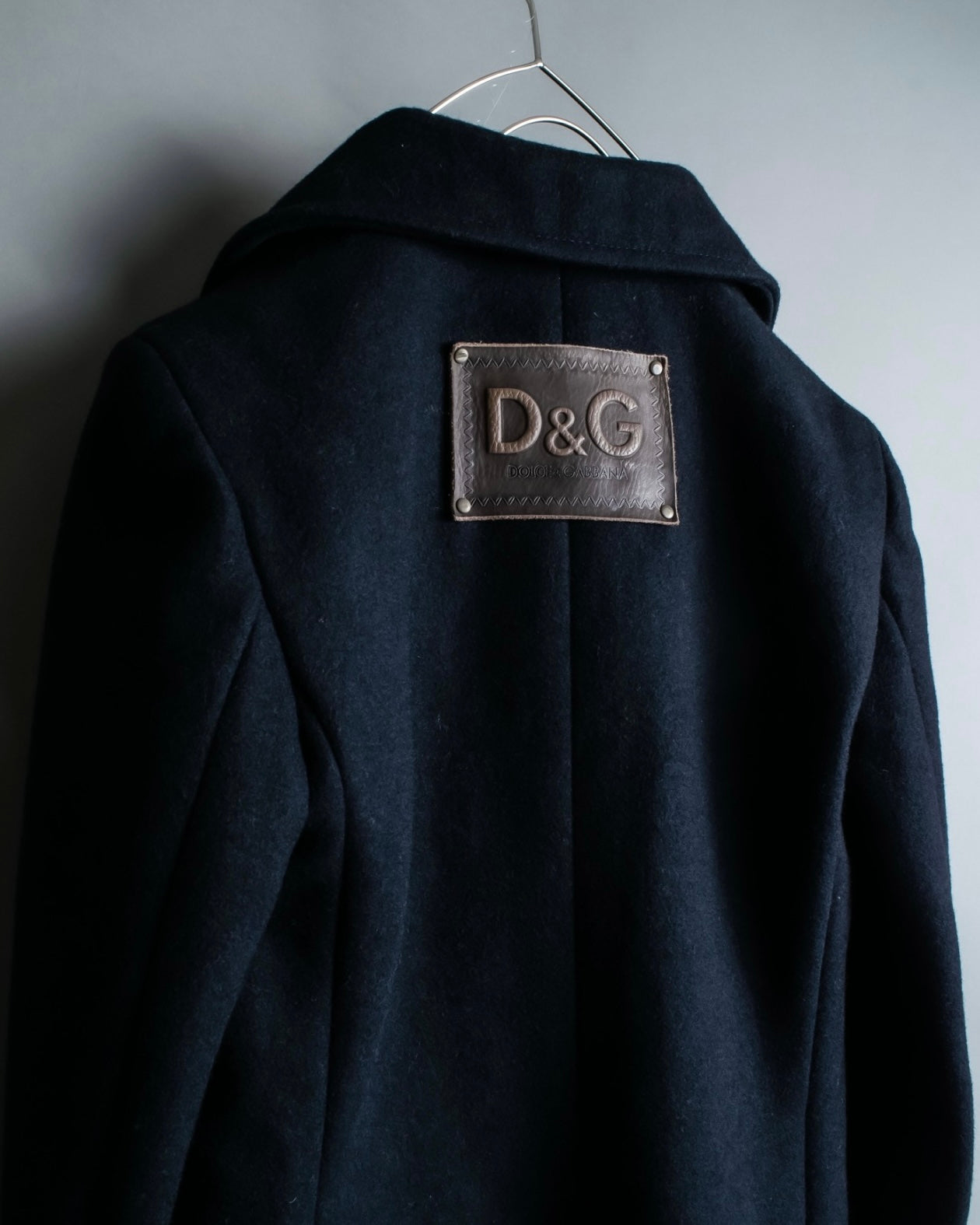 "D&G" Slim silhouette leather patch P coat