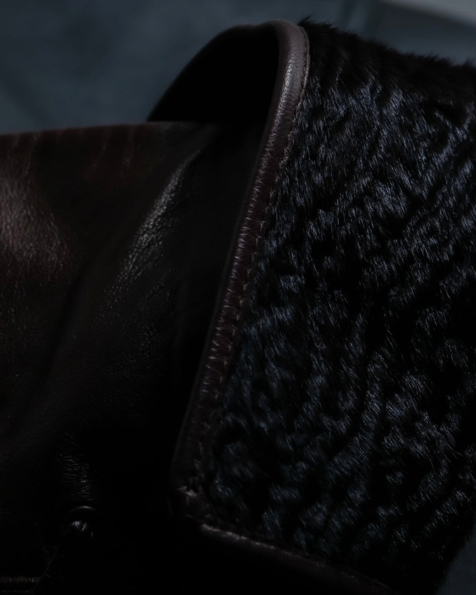 "PIUMELLI" Dead stock lace up long leather gloves