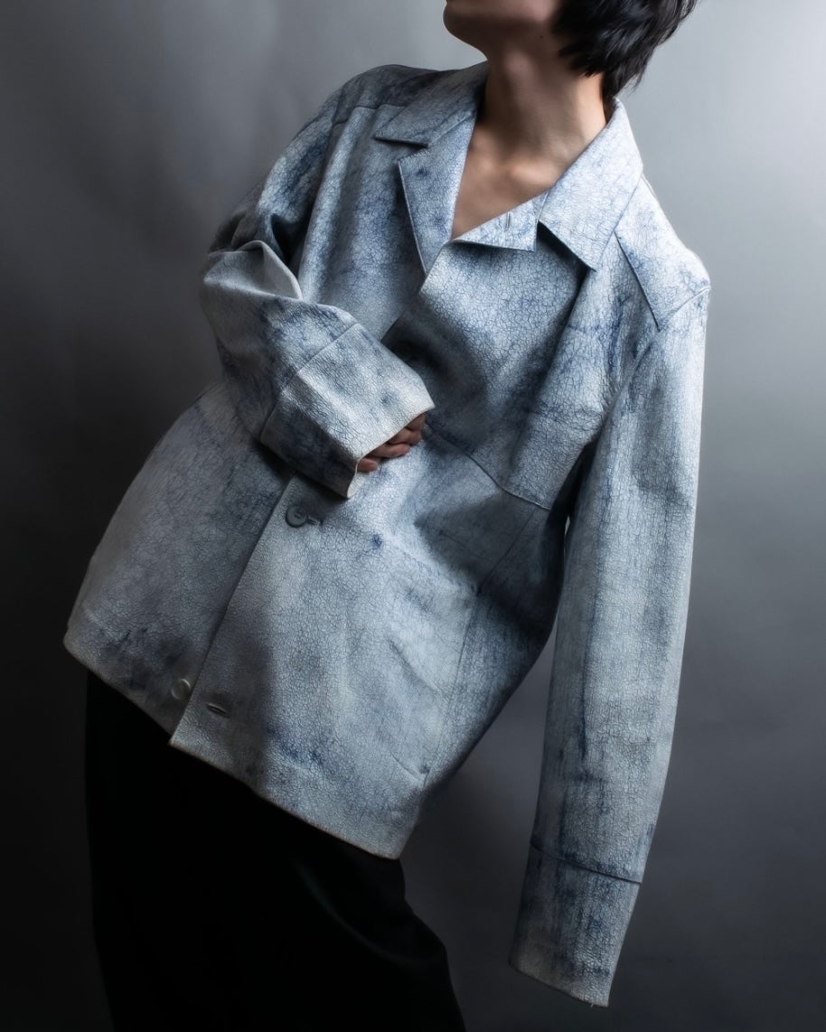 "CRISTIANO di THIENE"Crack design white leather jacket