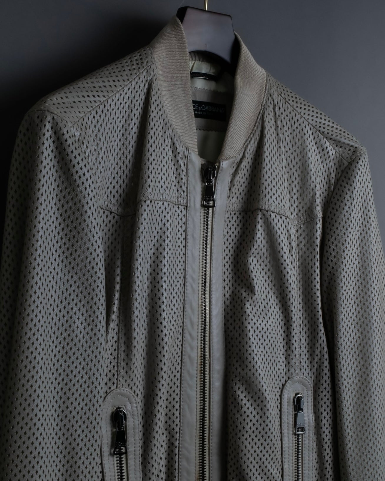 "Dolce & Gabbana" Leather mesh off-white blouson