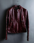 "BRUNOMAGLI" Scratched leather double zip red jacket