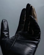 "Calvin Klein" Dead stock black &amp; off-white leather gloves