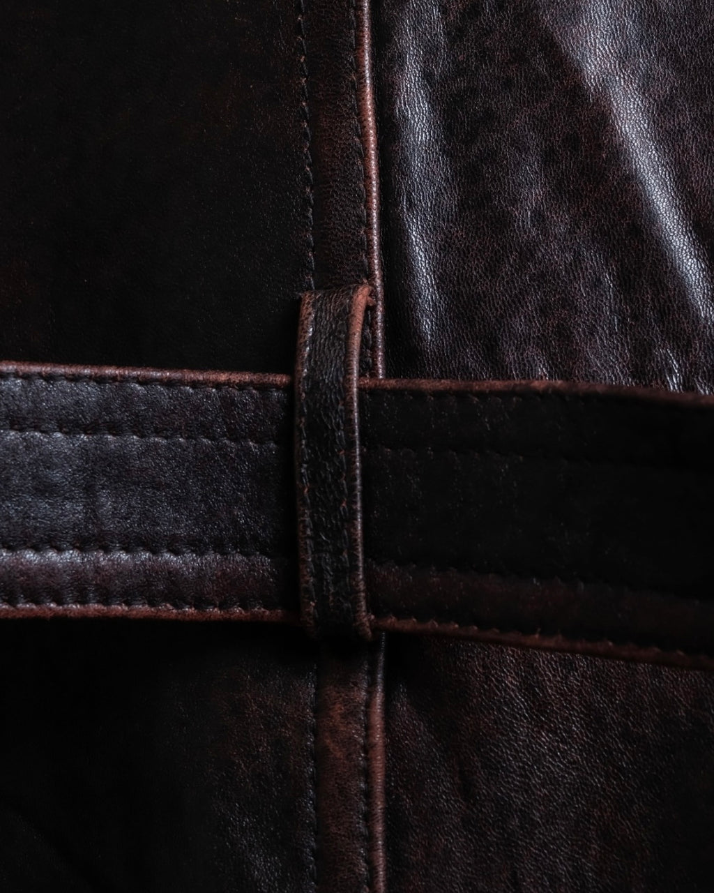 Vintage Thick Leather Red Trench Coat