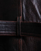 Vintage Thick Leather Red Trench Coat