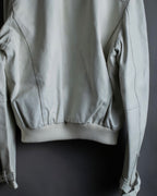 Double zip white leather single riders jacket