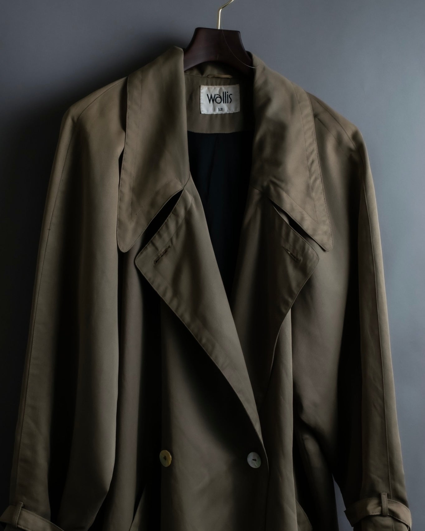 Vintage long collar raglan spring trench jacket