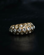 “Dior” mesh designed gold ring with crystal