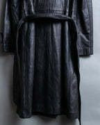 "PEAU D' ANÉ" wide lapel leather coat