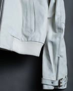 Double zip white leather single riders jacket