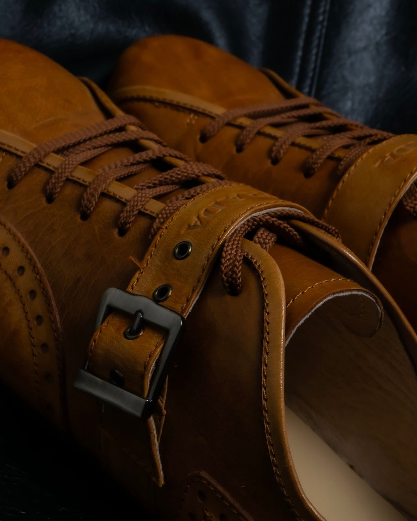 "PRADA" brown leather sports shoes