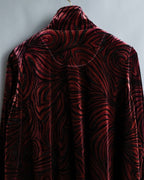 Wave Pattern Velor Stand Collar Shirt Jacket